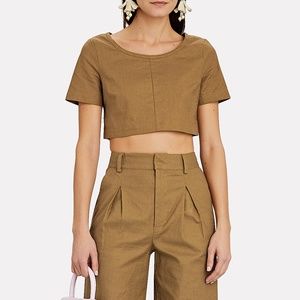 STAUD Linen Crop T-Shirt